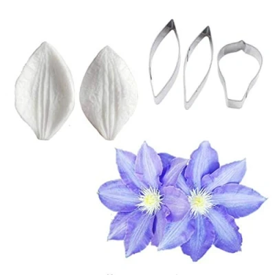 Image of Flower Petal Veiner Cutter Silicone Molds Stainless Steel Fondant Set, Cake Decorating Toosl Cookie Baking Mould,Bakeware Sugarcract Chocolate Gumpaste