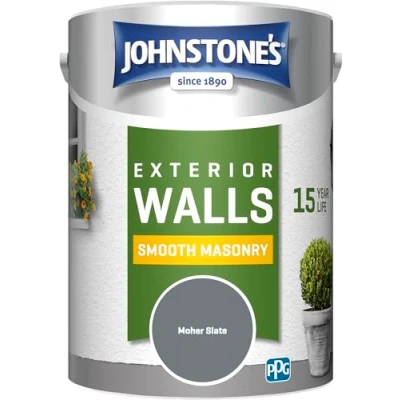 Image of Johnstone’s Exterior Smooth Masonry Paint Moher Slate Up to 15 Years Protection Weather &amp; Dirt Resistant 60m² Coverage Per Tin Dry in 1 2 Hours 5 L