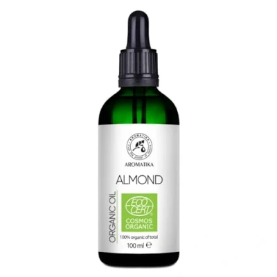 Image of Almond Oil Organic 100ml Prunus Dulcis Cold Pressed 100% Natural in Light Protection Glass Bottle Hair Care for Skin