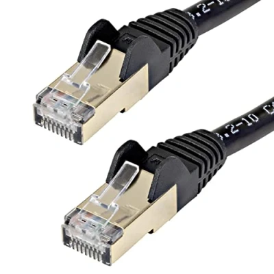 Image of StarTech.com 6ft CAT6a Ethernet Cable 10 Gigabit Shielded Snagless RJ45 100W PoE Patch Cord 10GbE STP Network w/Strain Relief Black Fluke Tested/Wiring is UL Certified/TIA (C6ASPAT6BK)
