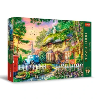 Image of Trefl Premium Plus Quality Tea Time Puzzle Cottage Stoney Lane 1000 Pieces, Series of Painted Nostalgic Images, Perfectly Matching Tiles, for Adults and Children from 12 Years