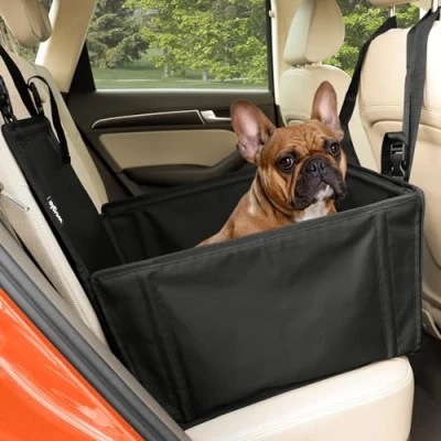 Image of Extra Stable Dog Car Seat Reinforced for Medium Sized Dogs with 4 Fastening Straps Robust and Waterproof Pet the Back of (S Size, Black)