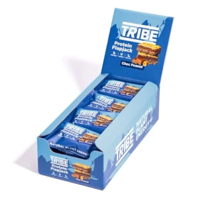 Image of TRIBE 3 Layered Protein Flapjacks Choc Peanut Great Tasting Natural Energy Vegan, Dairy Free &amp; Gluten (12 x 50g Bars)