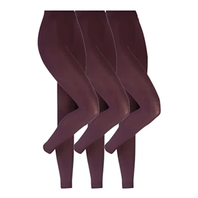 Image of HEAT HOLDERS 3 Pair Multipack Thermal Fleece Lined Leggings for Winter Womens Thick Opaque Outdoor Footless (M, Purple)