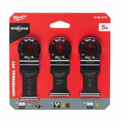 Image of Milwaukee 48906115 Multi Tool Wood and Metal Blades Accessory Set X5 Pieces