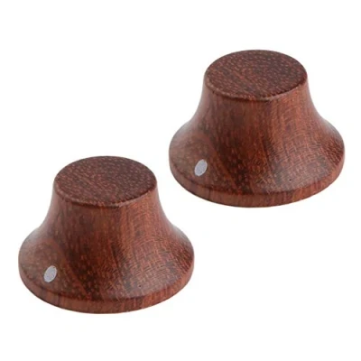 Image of KAISH 2 Pack Wood Knobs LP/Strat Style Bell Guitar Bass Top Hat Knob with Indicator Dot Bubinga