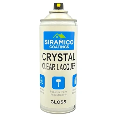 Image of SIRAMICO COATINGS Crystal Clear Lacquer 400ml Gloss Finish Interior &amp; Exterior Surfaces for Wood, Metal, Plastics, Glass Ceramics