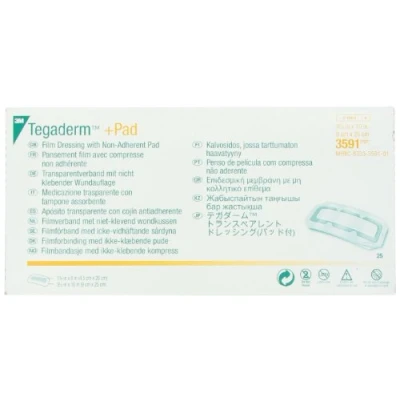 Image of 3M D054894 Transparent Film Dressing with Non Adherent Pad, 9cm x 25cm, Pack of 25