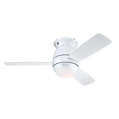 Image of Westinghouse Lighting 72180 Halley 112 cm White Indoor Ceiling Fan, Light Kit with Opal Frosted Glass