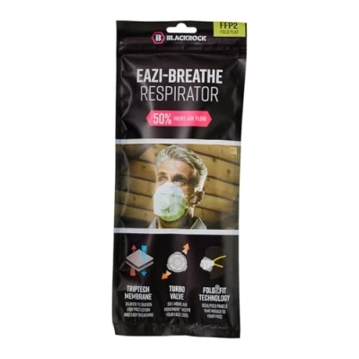 Image of FFP2 Face Mask Pk 1 Disposable Fold Flat Respirator EN149 CE Certified 3 Layer Filtering Against Airborne Particles, Exhalation Valve for Easy Breathing, Comfort Ear Loops and Pliable Nose Bridge