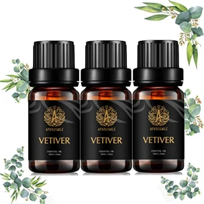 Image of Aromatherapy Essential Oils Set, 100% Pure &amp; Therapeutic Grade Vetiver Scent Kit, 3 * 10ml Fragrance Sets for Diffuser, Humidifier, Massage