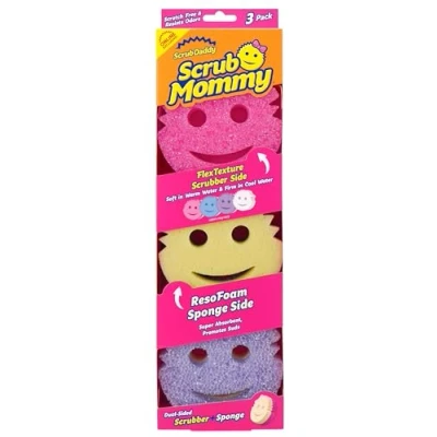 Image of Scrub Daddy Mommy Dish Scrubber + Non Scratch Cleaning Sponges Kitchen, Bathroom Multi Surface Safe Dual Sided for Scrubbing Wiping Spills (3 Count) Online Exclusive