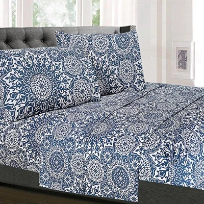Image of Sweet Home Collection Luxury Bedding Set with Flat, Fitted Sheet, 2 Pillow Cases, Microfiber, Oasis, Full