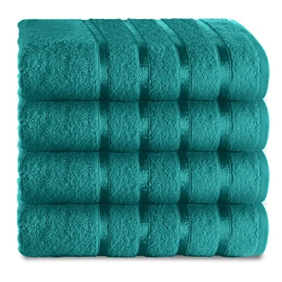 Image of GC GAVENO CAVAILIA 500 GSM Bath Towels Quick Dry Egyptian Cotton Towel Set 4 Pk Highly Absorbent For Bathroom Washable Towels, Teal