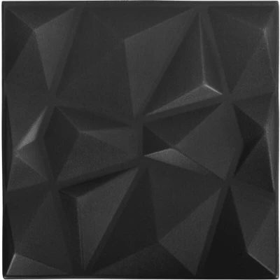 Image of vidaXL 3D Wall Panels 12 pcs Diamond Black Material: Expanded Polystyrene (EPS) Size: 50 x cm Area Coverage: 3m² Easy to Install Ideal for Walls and Ceilings Artistic Appearance