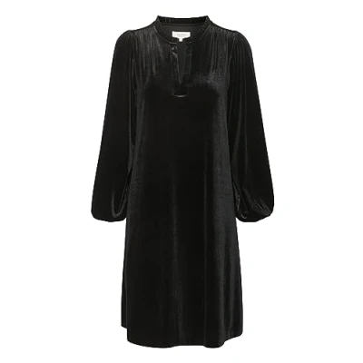 Image of Part Two Women&#039;s Short Dress Velvet Long Sleeves Above Knee Length V Notch Neck, Black, 12