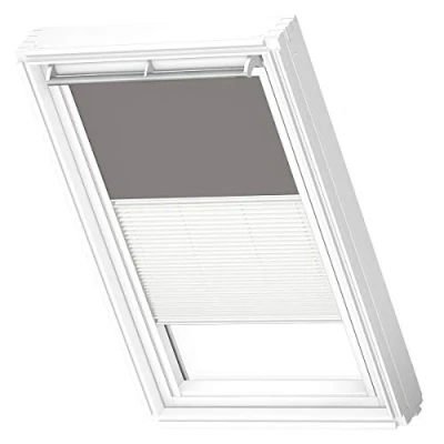 Image of VELUX Original Roof Window Duo Blackout Blind for CK04, Grey, with White Guide Rail