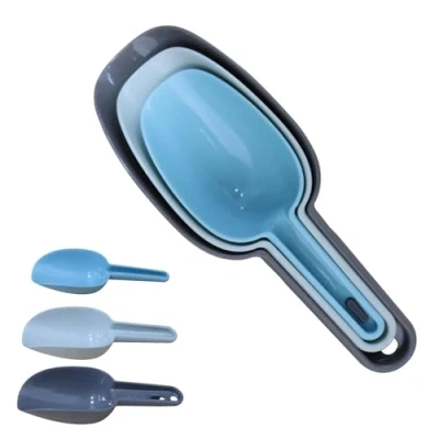 Image of 3 Pcs Plastic Ice Scoop, Food Scoops Set,Multifunction Grade Scoop for Kitchen Bar Popcorn Flour Candy Coffee Beans Sweet Feed Pet Dog Scooper Shovel Storage Container Scoops.