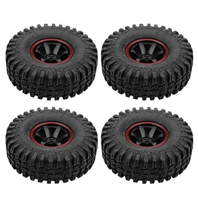 Image of Dilwe RC Car Tires, 4 Pcs Wheel Tyres 6 Holes Rubber Tires With Hubs for 1/10 Scale Crawler Off road