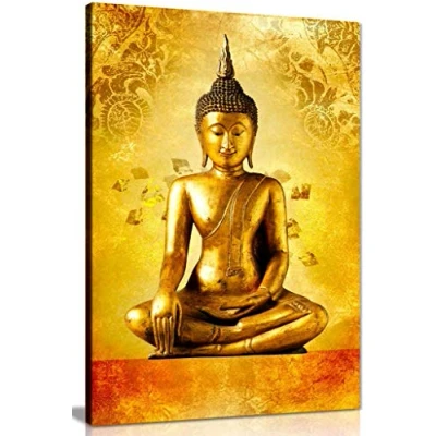 Image of Gold Buddha Statue God Zen Canvas Wall Art Picture Print (30x20in)