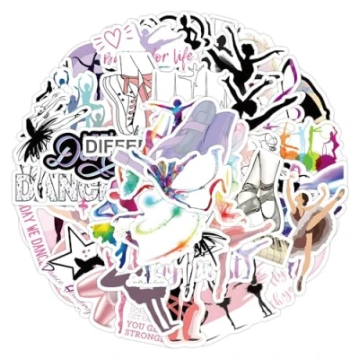 Image of 50 Pcs Dance Stickers for Kids Teens Adults Boys Girls Gift,Stickers Pack Laptop,Skateboard,Luggage,Car,Bike, Cup,Computer,Water Bottle Decor,Dance Vinyl Waterproof Sticker Decals