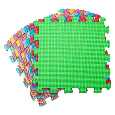 Image of STERUN Foam Play Mat 9Pcs EVA Puzzle Baby Mats Multicolor 10mm Thick, 30x30x1cm Tiles &amp; Interlocking Soft Floor Cushion For Outdoor, Indoor Yoga (9 Piece)