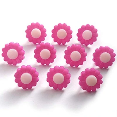 Image of Lightweight Daisy Flower Centre Pop Buttons 15mm Wide Pack of 10 (Purple Petals)
