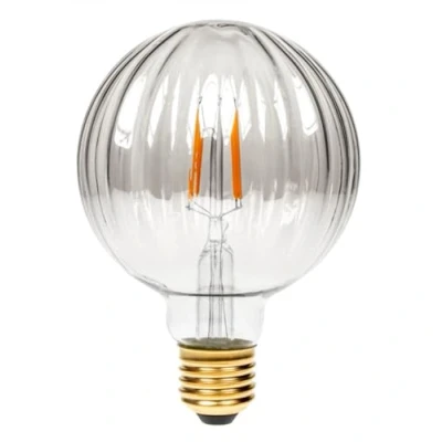 Image of Prolite Globe LED Light Bulb Dimmable Ribbed E27 4W Extra Warm White Clear