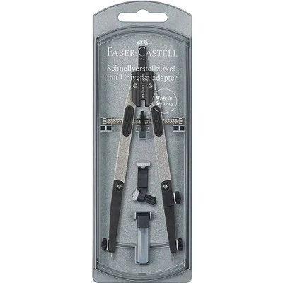 Image of Faber Castell 174014 Quick Set Compass Jointed 4 mm Peg Silver