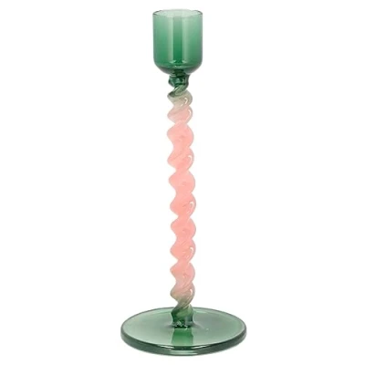 Image of Villa Collection Styles Glass Candle Holder Dia 7.4 x 16.3 cm Green/Pink