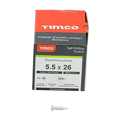 Image of TIMco FP26 PH2 Philips Pancake Head Self Drilling Screw 5.5 x 26 Silver Ruspert (Box of 500)