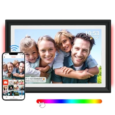 Image of Frameo 32GB Digital Picture Frame with LED Light, 10.1 Inch WiFi, 1280 x 800 HD IPS LCD Touch Screen, Automatic Rotation, 32 GB Memory, Share Moments Instantly via the App from Anywhere