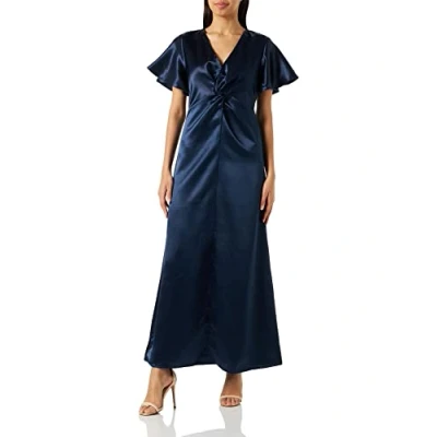 Image of Vila Women&#039;s Visittas V Neck S/S Maxi Dress Noos, Blazer Navy, 8