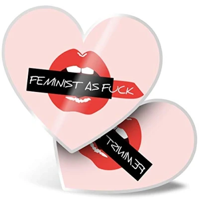 Image of 2 x Heart Stickers 7.5 cm Feminist Lips Lipstick Laptop Tablet Luggage Scrapbook #2809