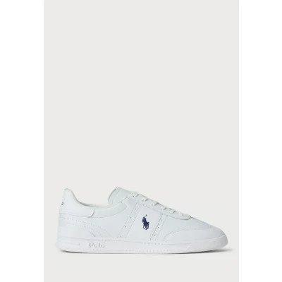 Image of Polo Ralph Lauren Heritage AERA Leather Sneaker Trainers, Men&#039;s, Size: 2, White/navy