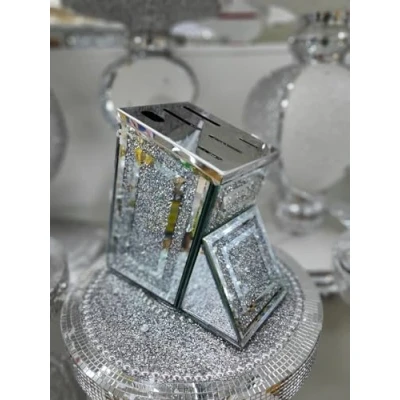 Image of DEENZ Crystal Crushed Diamond Kitchen Holder Rack Stand Storage Universal Home Decor (Silver)