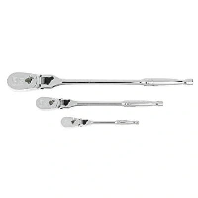 Image of GearWrench 3 Piece 1/4&quot;, 3/8&quot; and 1/2&quot; Drive 84 Tooth Locking Flex Head Teardrop Ratchet Set 81276A 07