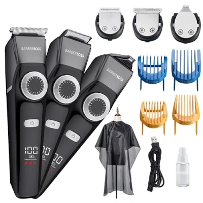 Image of BarberBoss 3 in 1 Facial Grooming Kit, Beard &amp; Detail Set, Hair Clippers Men, Mens Kits, 100% Waterproof, Trimmer Men