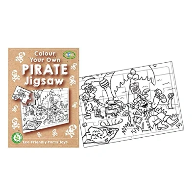 Image of Playwrite Re:Play PACK OF 12 100% Plastic Free Eco Friendly Colour Your Own Pirate Jigsaw Colouring Party Activity Toy Puzzle for Kids