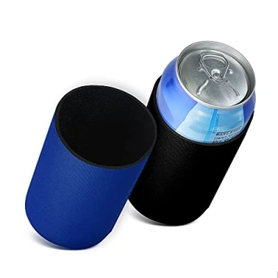 Image of kwmobile Set of 2 Neoprene Can Coolers Compatible with 330ml / 355ml Keep Beer Soda Soft Drinks Cool Black/Blue