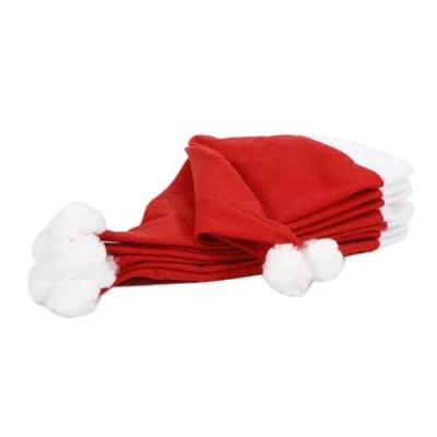 Image of Komonee 5 x Santa Claus Christmas Hat Red Xmas Novelty Party for Festive Holidays Fancy Dress Up Unisex Costume Accessory New Years Fun Adults and Children