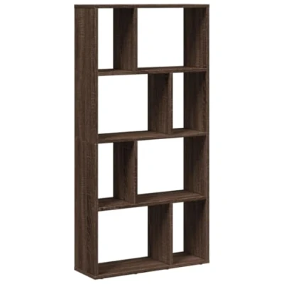 Image of vidaXL Bookcase Bookshelf Storage Cabinet Brown Oak Engineered Wood Modern Freestanding Display Shelf Versatile Room Divider 9 Compartments 72x20x120 cm