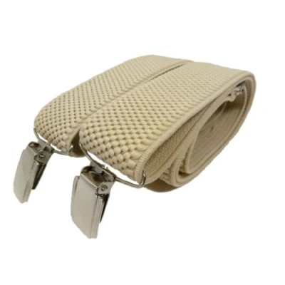Image of Unisex fully adjustable Clip on Braces/Suspenders, 3.5cm Light Cream
