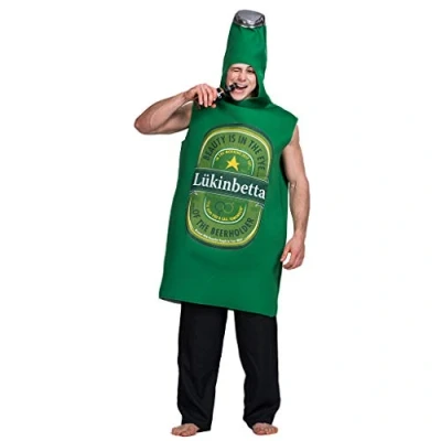 Image of EraSpooky Unisex Beer Bottle Costume Fancy Dress Halloween Party Funny Outfit for Adult Men Women