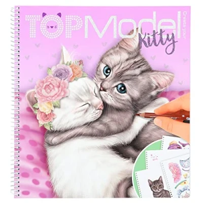 Image of Depesche 12282 TOPModel Create Your Kitty Colouring and Sticker Book with 92 Pages to Design Cute Cats, Sheet Spiral Binding