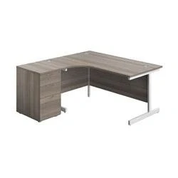 Image of 1600X1200 Single Left Hand Radial Desk Grey Oak White