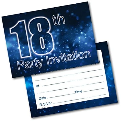 Image of Doodlecards 18Th Birthday Party Invitations Male Invites Pack of 20 Postcards and Envelopes