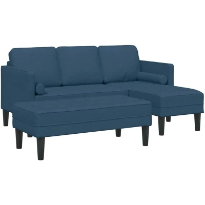 Image of vidaXL 2 Piece Sofa Set with Cushions Blue Fabric