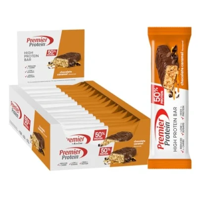 Image of Premier Protein High Bar Chocolate Caramel 16x40g Low Sugar + Palm Oil Free