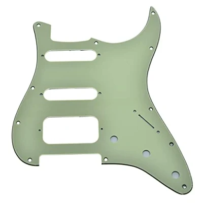 Image of Dopro 11 Hole Strat HSS Guitar Pickguard 2 Screw Humbucking Pickup Mount for American FD Stratocaster Mint Green